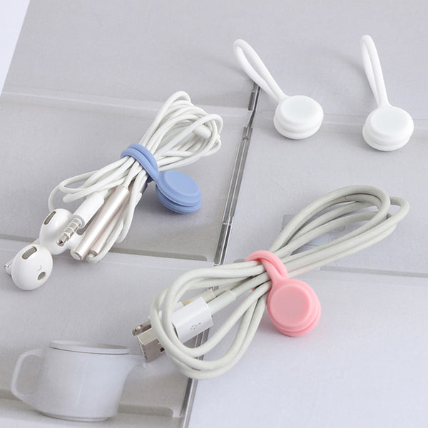 Reusable Magnetic Silicone Cable Ties, for Earphones, Charging Cables, Snacks (3-Pack)