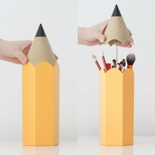 Plastic Pencil Shape Pen Organizer with Anti-dust Cap, for Pen & Makeup Brush