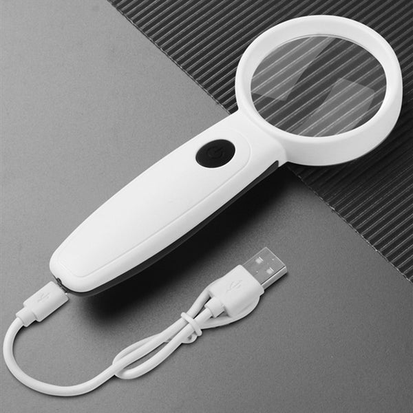 Rechargeable LED Lighted 40X Handheld Magnifier, for Repairing, Reading & More