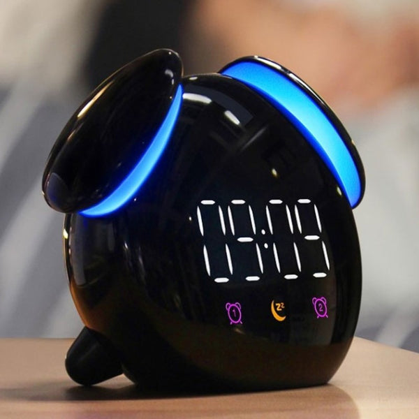 Digital Rechargeable Alarm Clock, with Colorful Light, Night Light, Clear Time Display, Multiple Ringtones & Modes