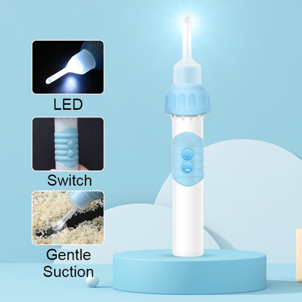 Electric Ear Pick, with LED, 2 Tips, Auto-suction, & Earwax Storage Slot, for Kids & Adults