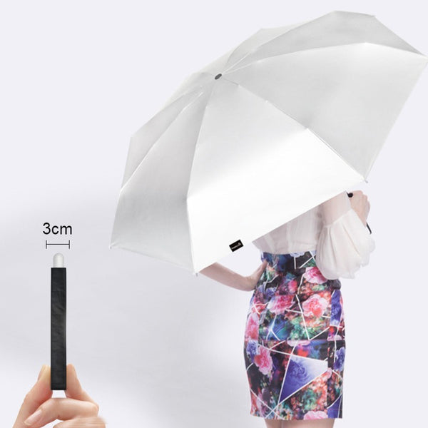 Mini Slim Automatic UV Umbrella, with 6 Ribs & 99% UV Block, for Sunny & Rainy Days