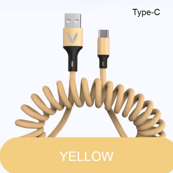Anti Winding Coiled Spring Charging Cable, Support Data Transmission, for Phone & Tablet