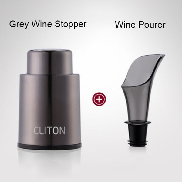Vacuum Wine Stopper & Wine Pourer Set, with Date Scale, Food-grade Silicone Material and Efficient 30-day Preservation