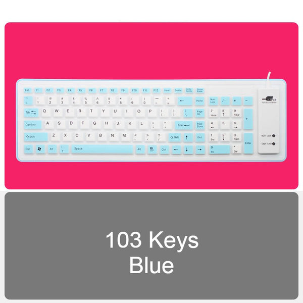 Roll-up Silicone Flexible Keyboard, with USB Wired, Waterproof Coating & Silent Typing