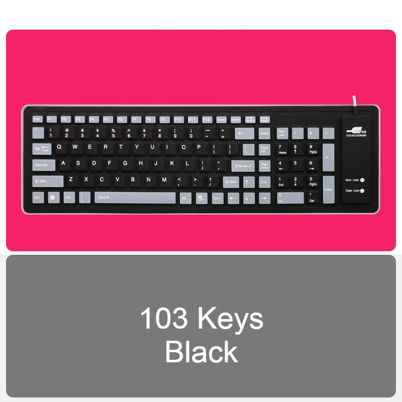 Silicone Roll-Up USB Keyboard – Foldable, Spill-Proof, Wired For PC/Laptop