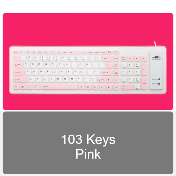 Roll-up Silicone Flexible Keyboard, with USB Wired, Waterproof Coating & Silent Typing