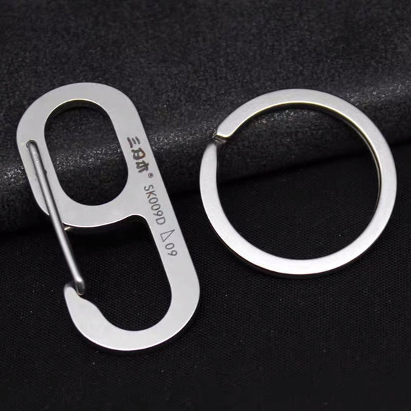 Lucky Number Stainless Steel Carabiner & Round Keyring Set, for Men & Women