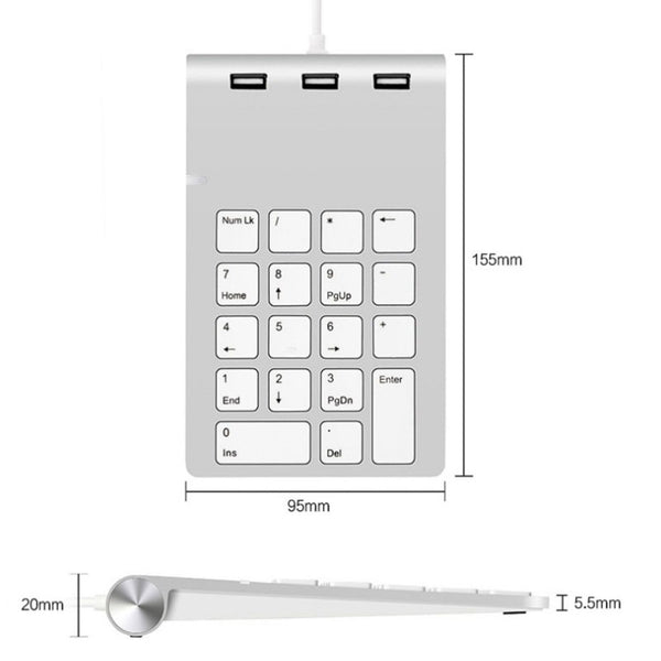 Portable Laptop Numeric Keypads, with 3*USB3.0 Ports & Sleek Design, for Windows & IOS