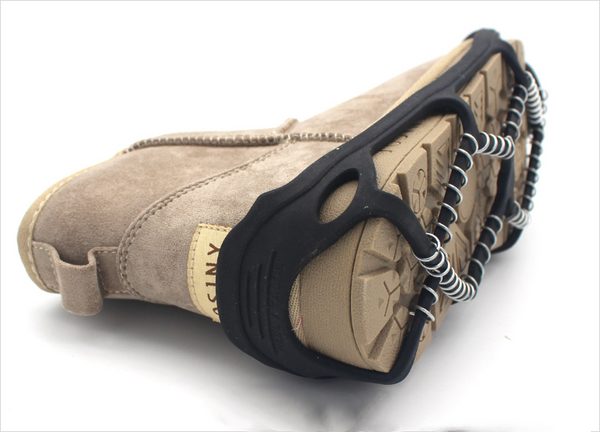 Ice Traction Crampons, with Stainless Steel Spikes & Stretchable Strapping, for Mud, Ice, Snow & Slush (1 Pair)