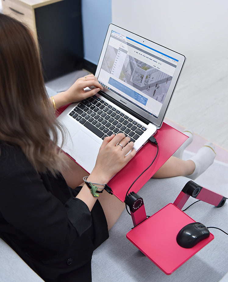 Adjustable & Foldable Laptop Bed Table, with 2 CPU Cooling Fans, Vents ...