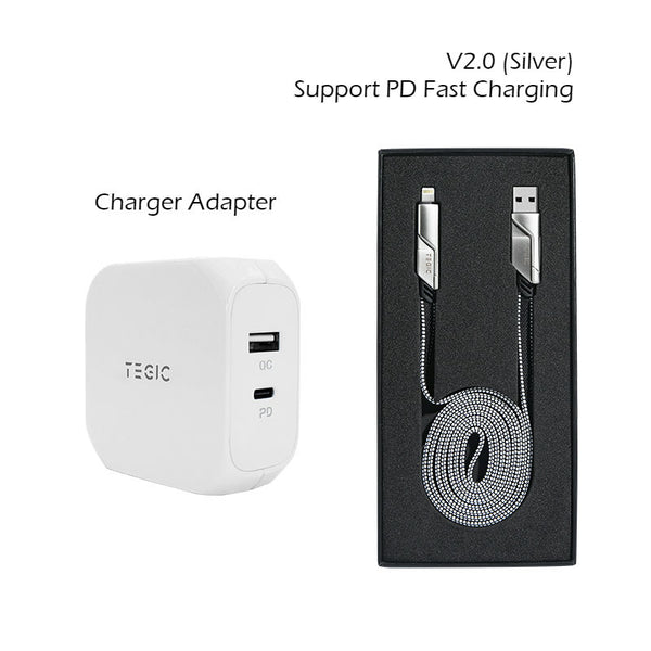 4-in-1 Multi-sockets Charging Cable (1m), Support Fast Charging, with Type-C, Type-A and Lightning, Compatible with Most Phones