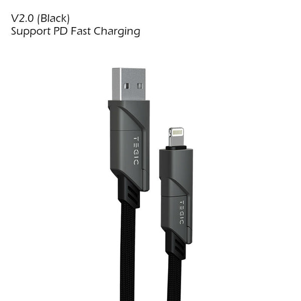 4-in-1 Multi-sockets Charging Cable (1m), Support Fast Charging, with Type-C, Type-A and Lightning, Compatible with Most Phones