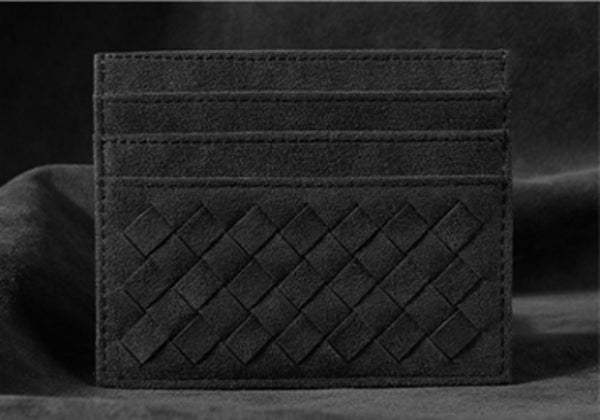 Large Capacity Slim Woven Suede Card Holder, for Shopping, Travelling, Jogging or Working