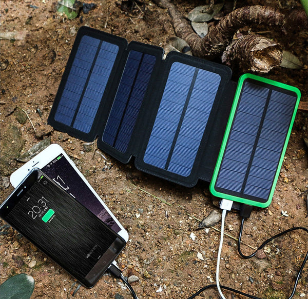 Get Energy From Sunlight with Fordable Dual USB 4-Panel Solar Power Bank & Charger