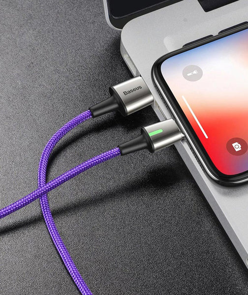 3-in-1 Magnetic Phone Charger Cable with Lightning, Type-C & Micro USB Socket, Nylon Braided Cable, Fast Charging & LED Indicator, Support File Transfer