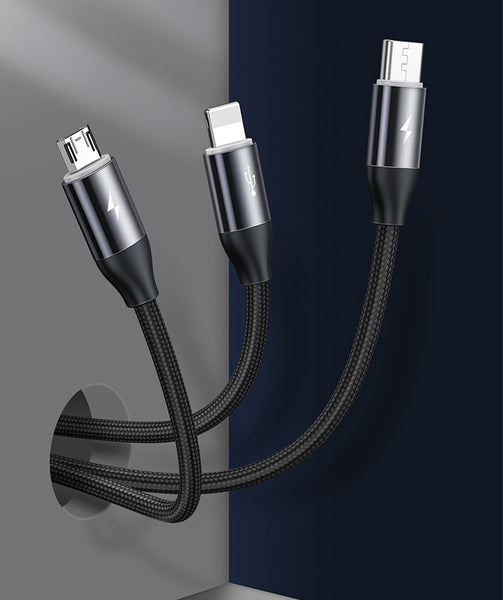 3-in-1 Magnetic Multiple USB Charging Cable With Micro, Light & Type C