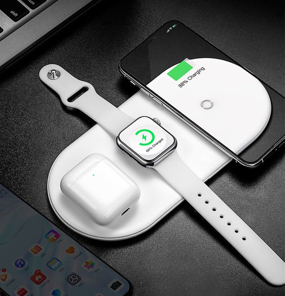 3-in-1 Wireless Charger Board with Smart Adaptable Current, Status Indicator, Multiple Protection, Stable Magnetic Attraction, for iPhone, AirPods and iWatch