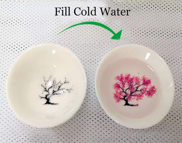 Blossom Printing Ceramic Heat Sensitive Color Changing Bowl, Best Gift for Holidays, Birthday, Wedding and More