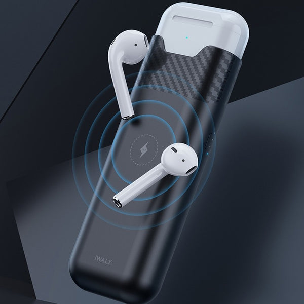 Portable AirPods Wireless Charging Case & iPhone Wireless Charger, with Multiple Charging Protection, 5200mAh Lithium Battery and Bidirectional Charging, for iPhone and AirPods