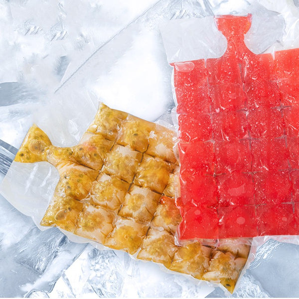 Disposable Ice Cube Self-Sealing Bags, with Silicone Funnel and Food-Grade PE Material, for Ice, Juice and Wine Cubes