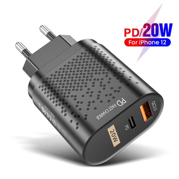 20W QC3.0 PD Fast Charging Wall Charger, with USB-A & Type-C Ports, for Phone, Tablet & More (2-Pack)