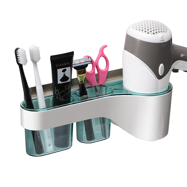 Punch-Free Bathroom Hair Dryer Wall Shelf with Comb, Razor Racks, for Storing Toilet Bathroom Items