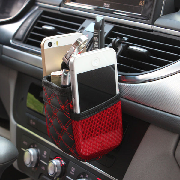 Mini Car Air Vent Storage Bag For Coins, Keys, Phones, Sunglasses And Cup Holder