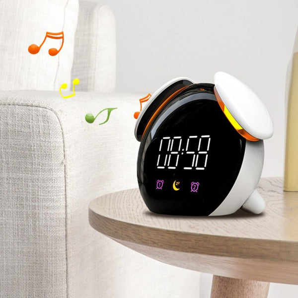 Digital Rechargeable Alarm Clock, with Colorful Light, Night Light, Clear Time Display, Multiple Ringtones & Modes
