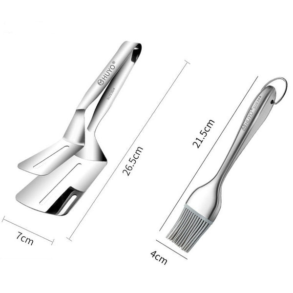 Multifunctional Stainless Steel Spatula with Tong, for Eggs, Meats, Sandwiches