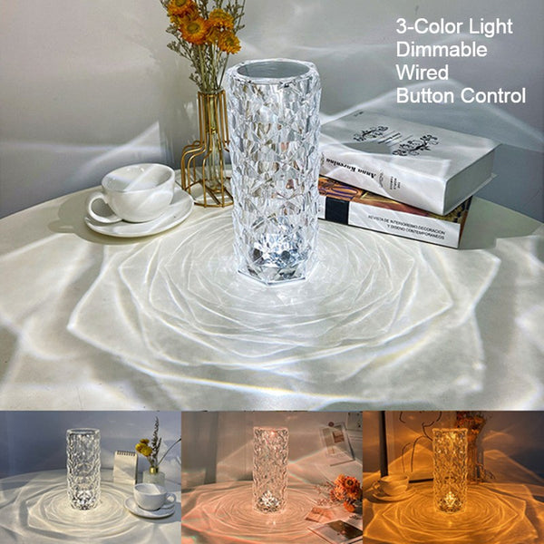 Decorative Crystal Rose Table Lamp, with Color Changing & Dimmable Design, for Living Room, Bedroom & More