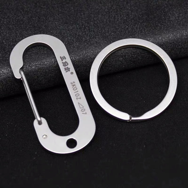 Lucky Number Stainless Steel Carabiner & Round Keyring Set, for Men & Women