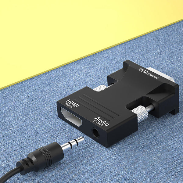VGA to HDMI Adapter with 3.5mm Audio Jack, for Projector, TV, Monitor & More