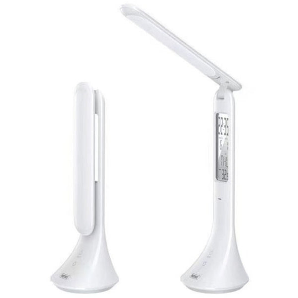 Rechargeable Foldable Eye-caring Desk Lamp, with Flicker-free, Adjustable Brightness, Time, Date & Temperature Display