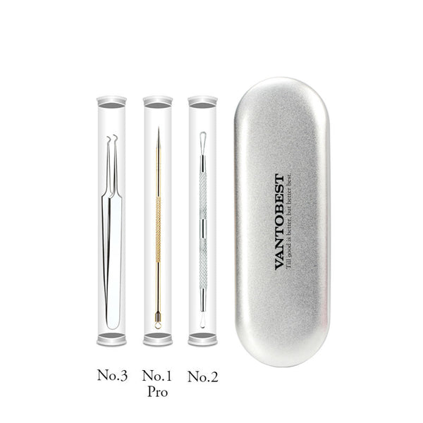6-in-1 Portable & Safe Blackhead / Acne / Pimple Remover Tool Set with Metal Case, for Blemish, Whitehead Popping, Zit Removing