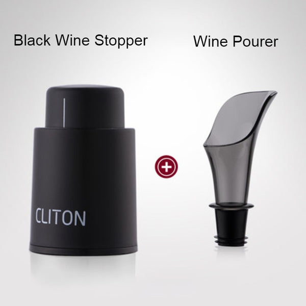 Vacuum Wine Stopper & Wine Pourer Set, with Date Scale, Food-grade