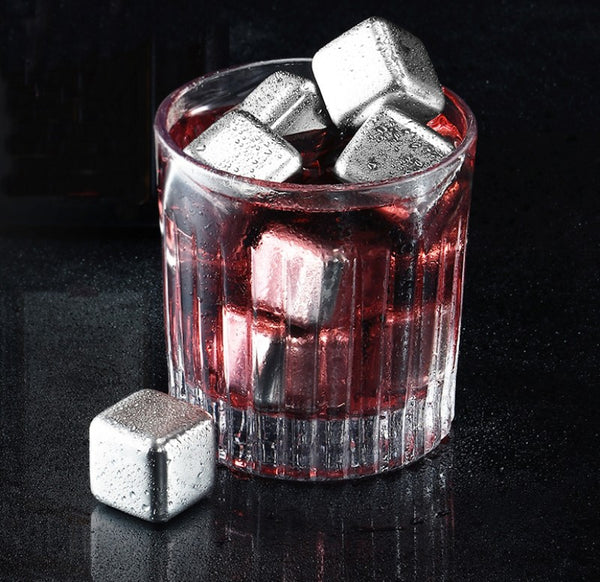 Reusable 304 Stainless Steel Ice Cubes, with 3-minute Rapid Cooling and Portable Storage Box, without Diluting the Taste, for Drinks, Coffee, Wine and More