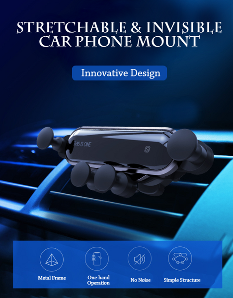 Gravity Air Vent Car Phone Mount With Auto Lock, Compatible For Most Phones & Vehicles