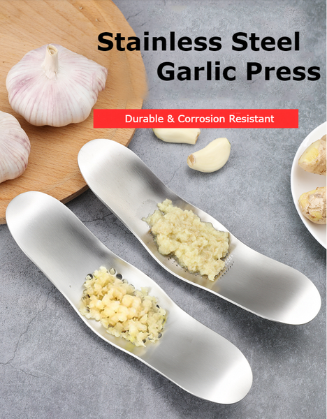 Stainless Steel Garlic Press Ginger Crusher, No Rust & Easy To Clean