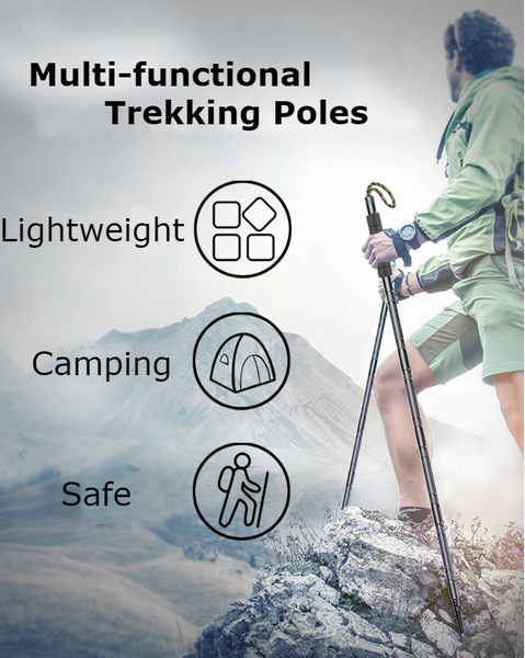 Ultralight Multi-functional Trekking Poles For Hiking, Walking & Running In All Terrains