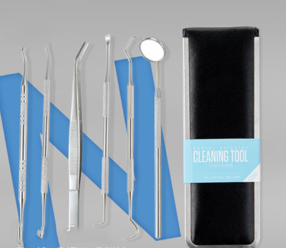 6 Pcs Stainless Steel Teeth Cleaning Tools & Tartar Remover Kit With Mouth Mirror, Tweezer, Dental Pick Probe And More