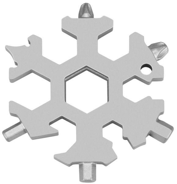 18-in-1 Stainless Steel Snowflakes Multi-Tool, With Bottle Opener, Flat Phillips Screwdriver Kit & Wrench