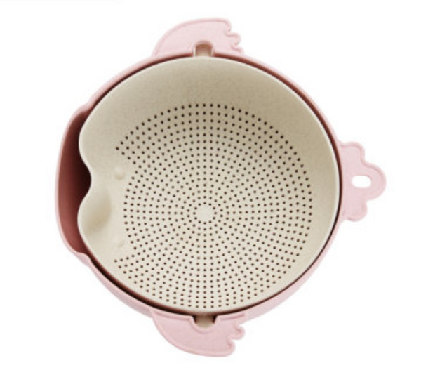 2-in-1 Multifunction Kitchen Strainer and Bowl Set with Double-layer and 360° Rotatable Design, for Cleaning Mixing Fruits, Vegetables and More
