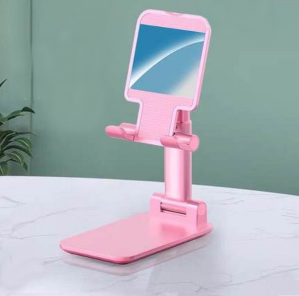 Foldable Portable Phone Holder, with Lifting Design, Adjustable Angle, Reserved Charging Cable Notch, One-hand Operation and Non-slip Silicone Pad, Suitable for Phones and Tablets