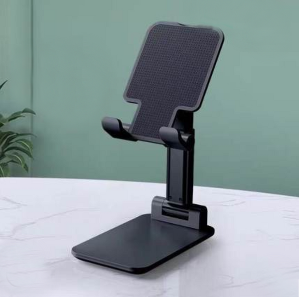 Foldable Portable Phone Holder, with Lifting Design, Adjustable Angle, Reserved Charging Cable Notch, One-hand Operation and Non-slip Silicone Pad, Suitable for Phones and Tablets