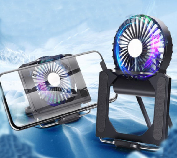 Portable Phone Cooling Stand with Two Fans, Back Clip, Power Bank & Low Noise, for Watching Plays, Playing Games and More