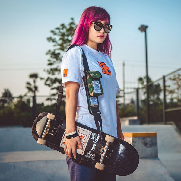 Skateboard Shoulder Carry Strap, with Portable Multi-Function Bag and Adjustable Strap, Fit for all Skateboards