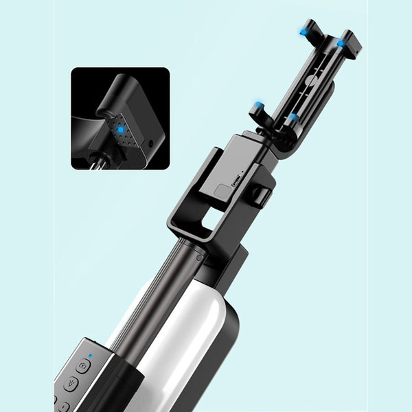 Selfie Stick Tripod, with Light, Detachable Bluetooth Remote & 6 Levels of Height Adjustment
