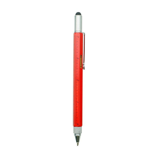 6-in-1 Multi-tool Pen, with 2 Screwdriver Bits, Ballpoint Pen, Stylus Pen, Bubble Level, and Ruler