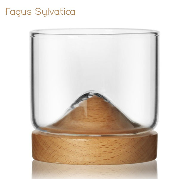 Short Drinking Glasses (120ml), with Wooden Base, for Tea, Coffee